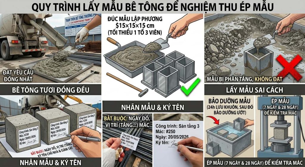 Duc mau be tong de nghiem thu ep mau